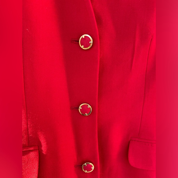 Vintage RED Wool Blazer/ Winter Red Christmas Blazer/ Jacket Size 6 - Picture 11 of 12